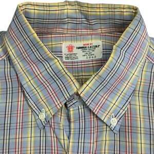 Turnbull & Asser Plaid Long Sleeve Shirt Mens 16 Multicolor Button Down Madras
